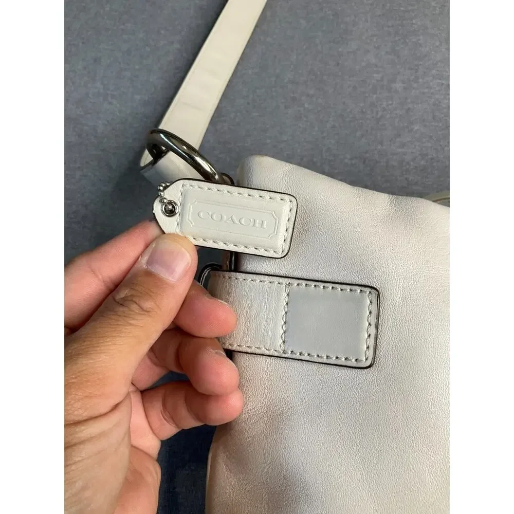COACH Shoulder Bag Crossbody Logo Hardware Leather White 3594